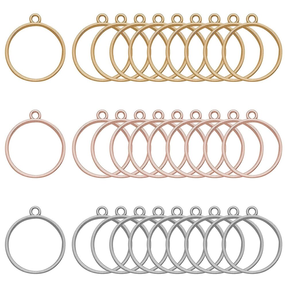 8866 60Pcs Round Open Bezels Resin Round Open Back Bezel Pendant